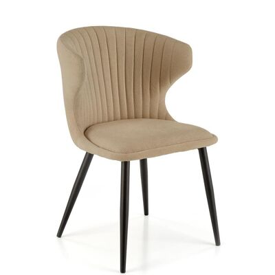 Silla de comedor Cordelière marrón, amarillo y gris - Marrón