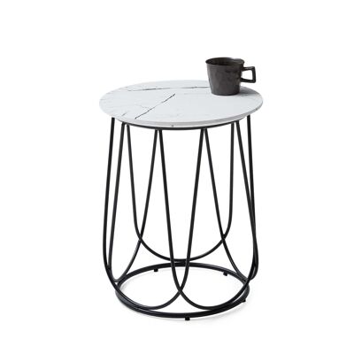 Table basse Casaluna aspect marbre blanc