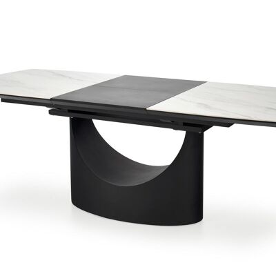 Table à manger extensible Manziat aspect marbre blanc