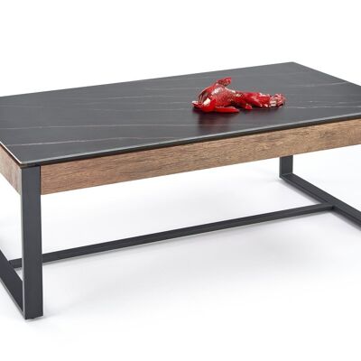 Table basse Villemontais aspect marbre noir
