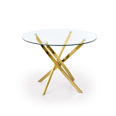 Table à manger Kerlaz transparente et dorée