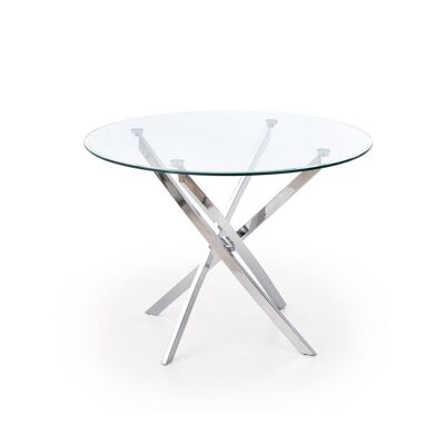 Table à manger Kerlaz transparente et argentée