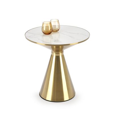 Table basse Champhol aspect marbre blanc