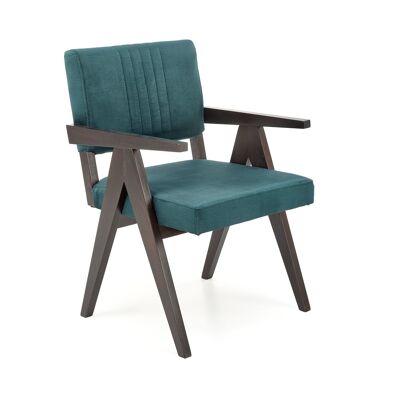 Silla de comedor Faverney en rojo, verde, dorado y gris.
