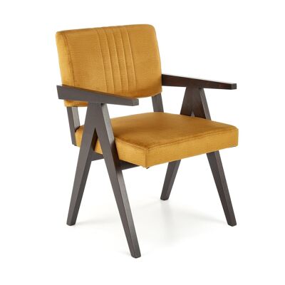 Silla de comedor Faverney en rojo, verde, dorado y gris.