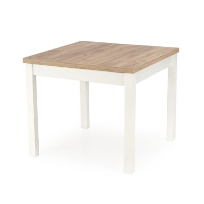 Table à manger extensible Flavacourt en chêne doré fabriqué à la main
