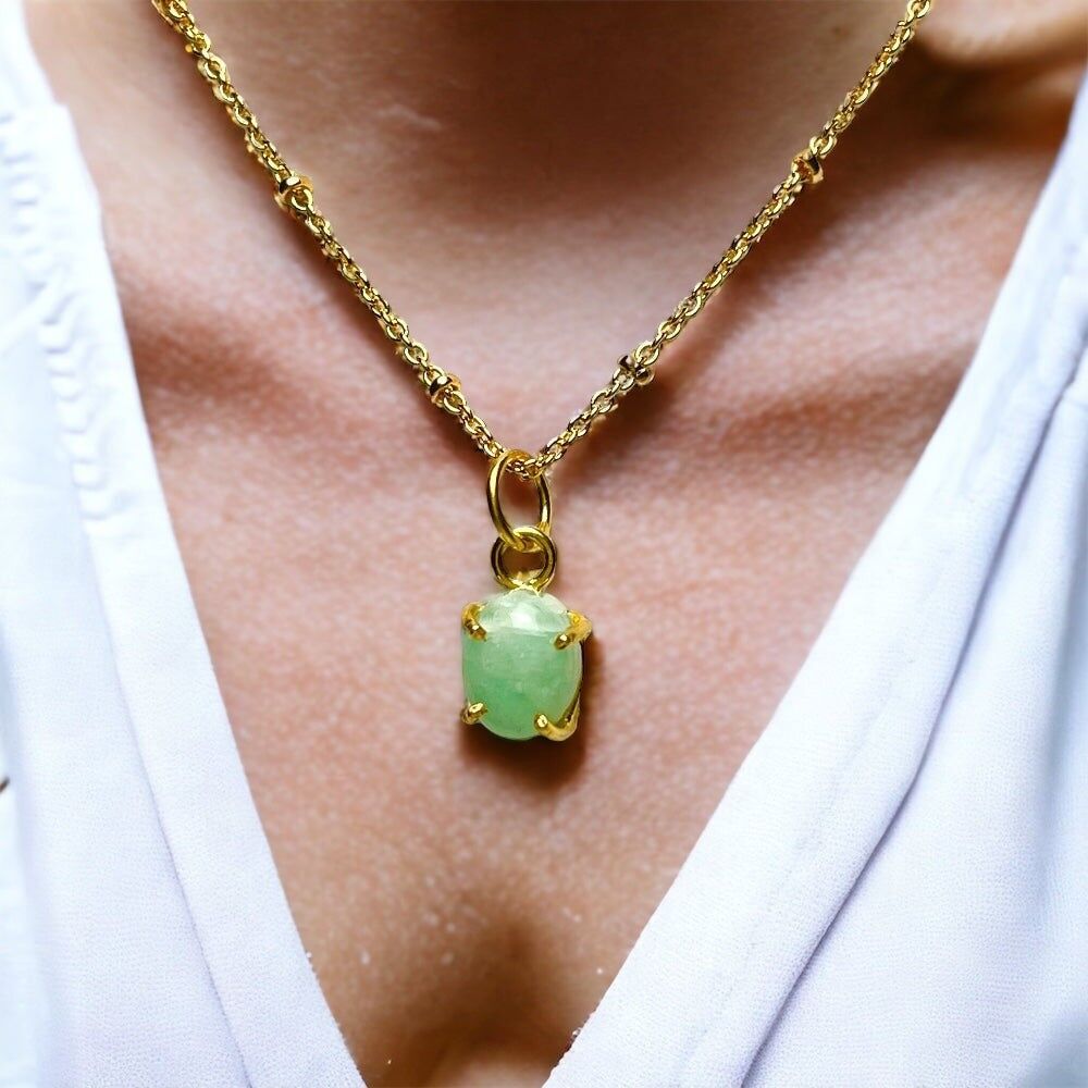 Ciondolo "RAQUEL" placcato oro con pregiata pietra Amazzonite