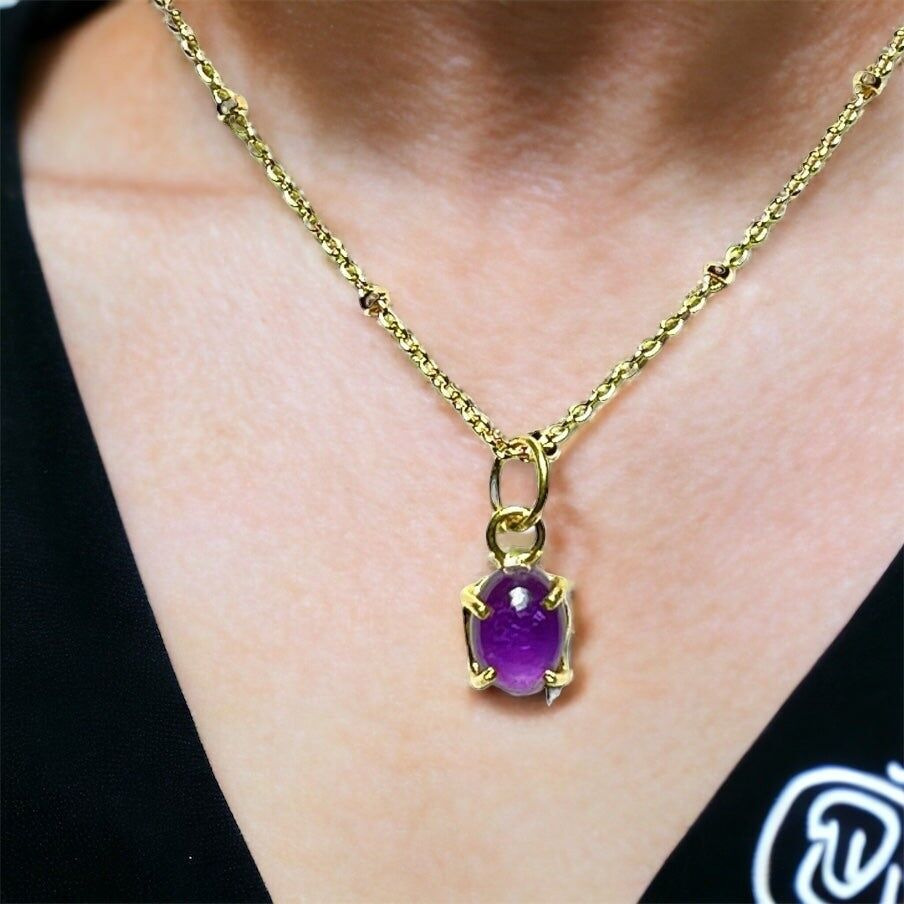 Ciondolo "ADRIANA" dorato con pregiata pietra Ametista