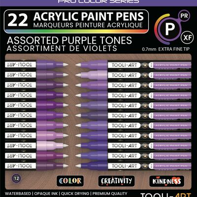 TOOLI Acrylic Marker Set Purple 22 colors EF 07mm