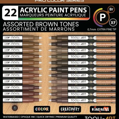 TOOLI Acrylic Marker Set Brown 22 colors EF 07mm
