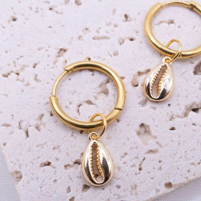 Earrings shell hoop earrings sea - lightweight stud earrings Hawaii earrings