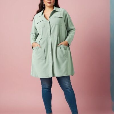 Giacca-abito verde tinta unita taglie forti (C6525&VERT)