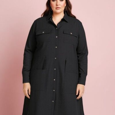 Plus size plain black jacket-dress (C6525&NOIR)