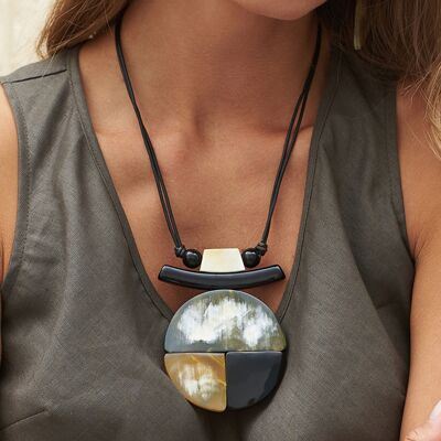 Buffalo Horn Pendant on Leather Cord