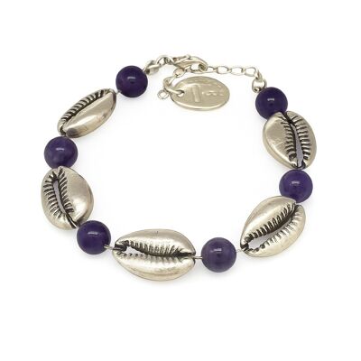 Bracciale in ametista e conchiglia d'argento 10µ