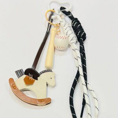 Trendy baseball cord rocking horse bag accessory