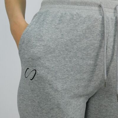 High-waisted gray jogger pants