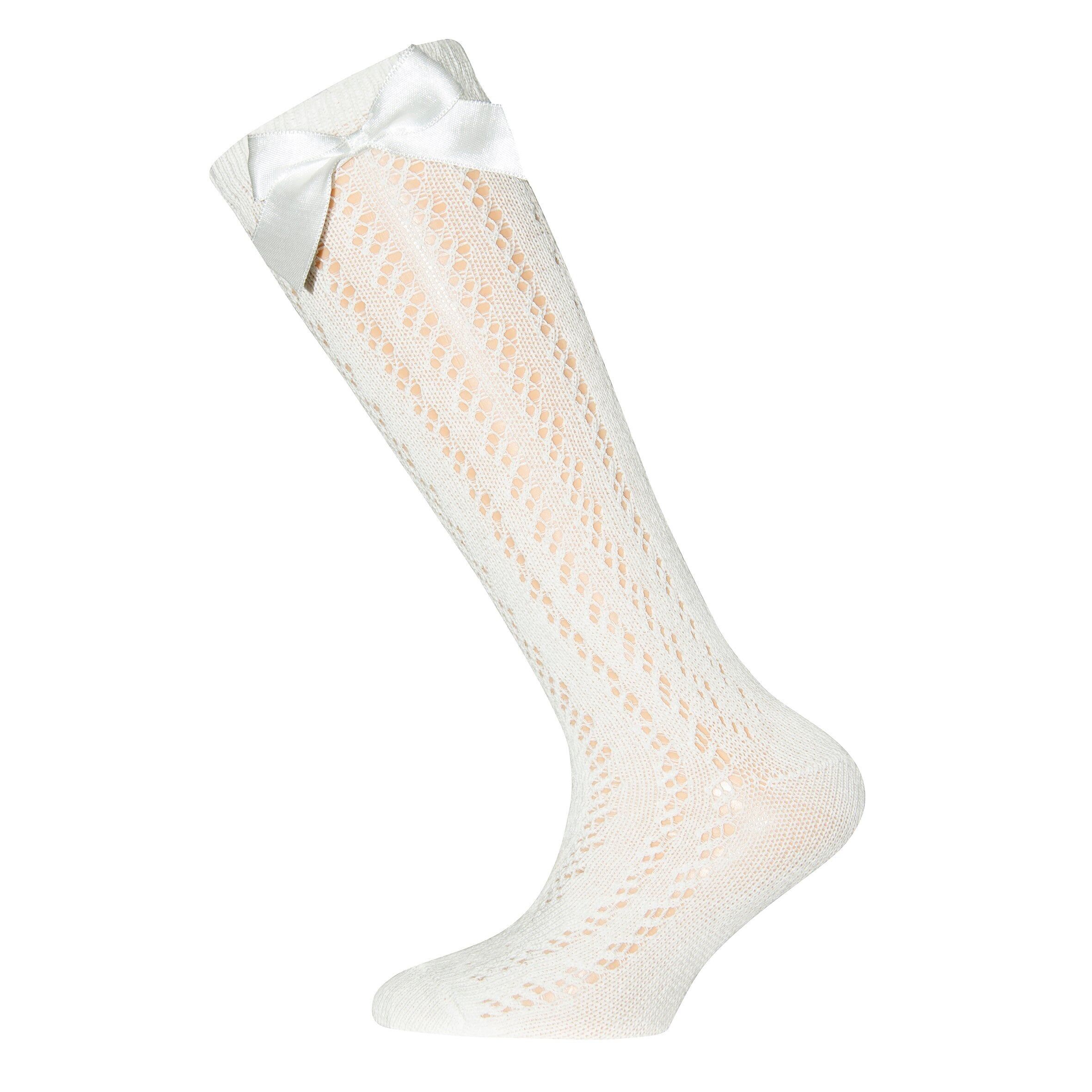 calzini al ginocchio festivi con fiocco in raso