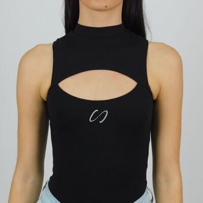 Body sin mangas negro cut-out