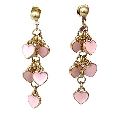 Rose gold heart cascade earring