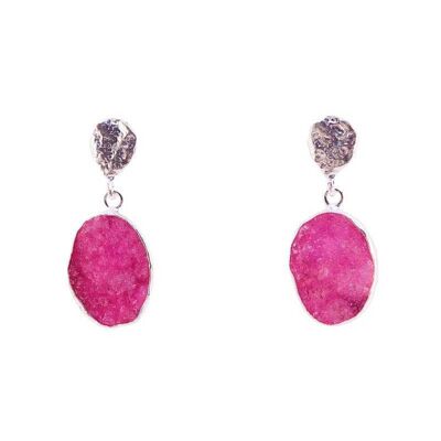 Orecchini ovali in argento fucsia