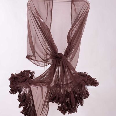 Brown Passion Tulle Party Shawl