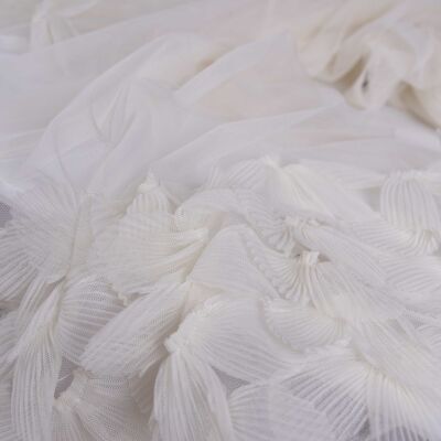 White Tulle Shawl with Ruffles