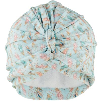 Turbante foderato in jersey di piume