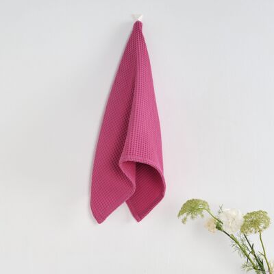 Pack de 2 unités.Torchon gaufré 100% coton Fuchsia