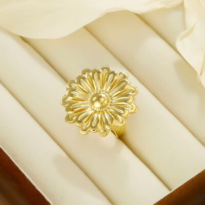 Stainless Steel Sunflower Ring - BG310223