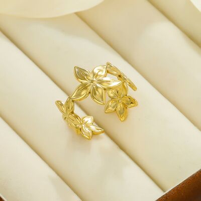 Anillo de acero inoxidable con forma de flor - BG310225