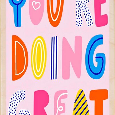 You're Doing Great, Sustainable Wooden Postcards, set of 6 (10×15 cm) | The Wooden Postcard Company