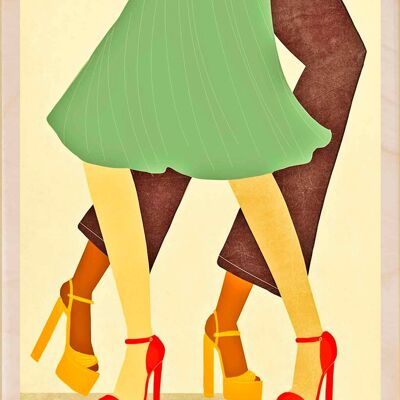 ¡Vamos a bailar!Hermanas del Alma, Postales de Madera Sostenibles, juego de 6 (10 x 15 cm) | The Wooden Postcard Company