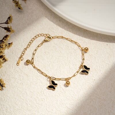Stainless Steel Butterfly Charm Bracelet
