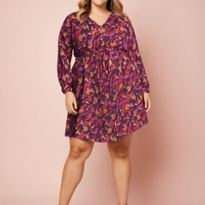 Plus size purple print wrap dress (C6520&VIOLET)