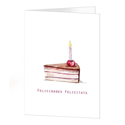 Cartolina A4 Torta rosa e candela