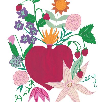 Recycled postcard - Ex-voto heart