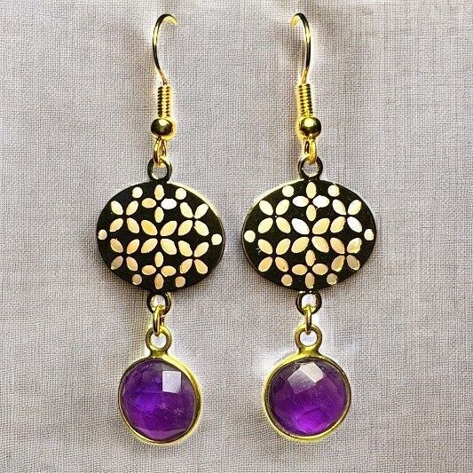 Orecchini "HANNAH" in oro fino e ametista