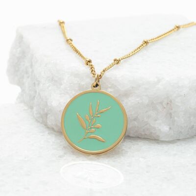 Collier Feuille Résilience en Menthe