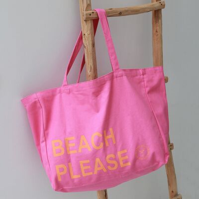 Sac de plage en toile Beach Please rose/orange