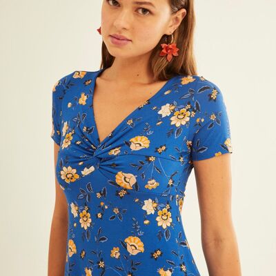 Blue Flowers Knot Dress