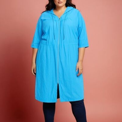 Plus size blue cotton fine jacket (C6527)