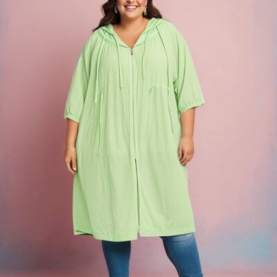 Plus size green cotton fine jacket (C6527)