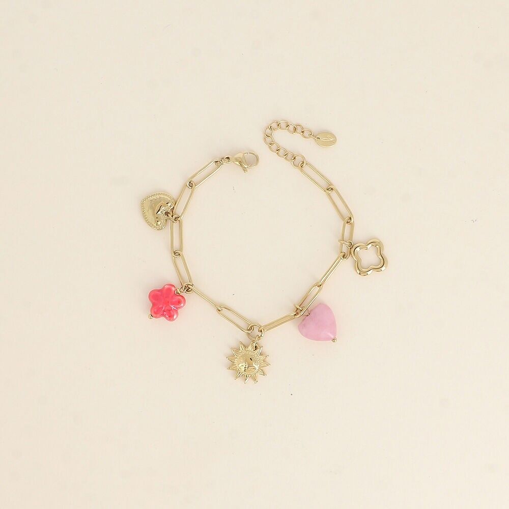 Armband - Herzen, Blumenperle, Sonne, Klee