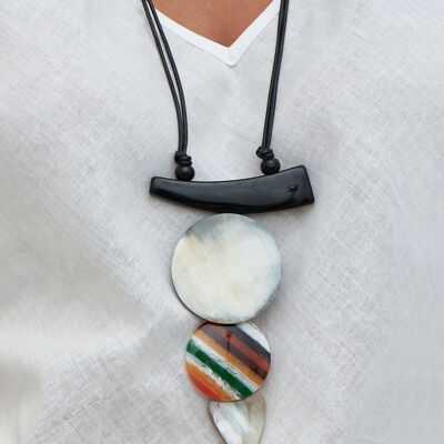 Horn & Orange Resin Pendant Necklace