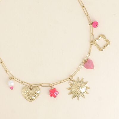 Necklace - hearts, flower pearl, sun, clover