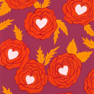 Carte postale recyclée - Coeur-fleur