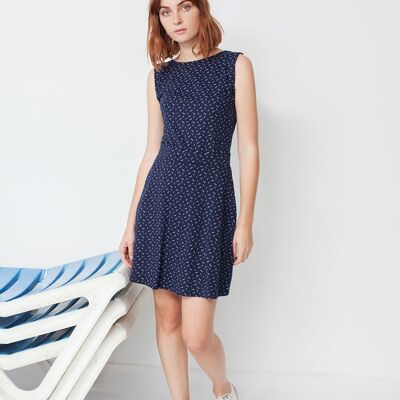 Mila Peter Pan reversible collar dress in navy blue
