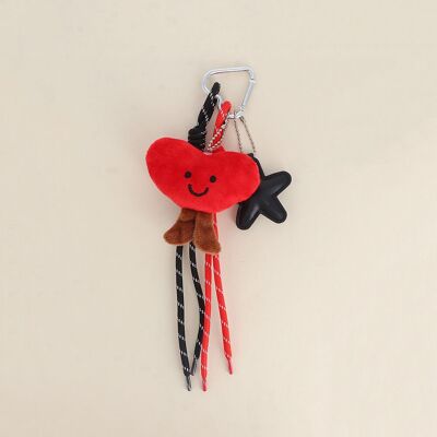 Bag charm - faux leather star, soft heart and 2 laces