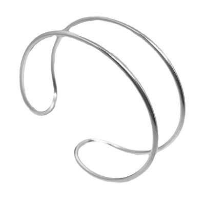 Brazalete doble aro en latón plata 10µ multiposición ajustable